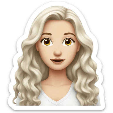 beautiful white girl with long and wavy dark auburn hair sticker