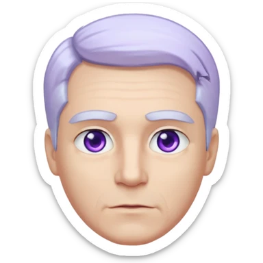 Beyaz göğüs hizasında düz saçları,mor-mavi karışımı göz rengi olan, bembeyaz tenli bir erkek sticker