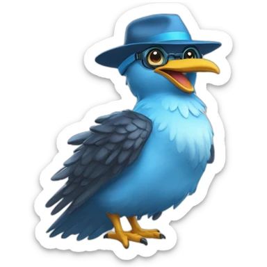 crazy-funny-cyberpunk-articuno-head-with-beautiful-smile-wearing-glasses-and-hat sticker