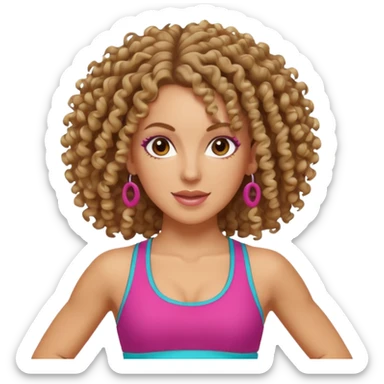 kıvırcık saçlı beyaz zenli zumba hocası sticker