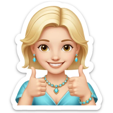smiling girl with jewelry doing thumbs up sticker
