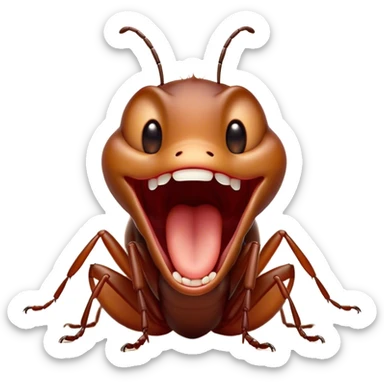 Cinematic Adorable Yawning Ant Portrait Emoji, Head tilted slightly with a dramatic, wide-open yawn, showcasing a tiny, segmented body with softly drooping features and sleepy, half-closed eyes, Simplified yet irresistibly cute features, highly detailed, glowing with a soft, cozy natural glow, high shine, relaxed yet expressive, stylized with a dash of whimsical charm, soft glowing outline, capturing the essence of a drowsy ant that appears ready to stretch out for a nap! sticker