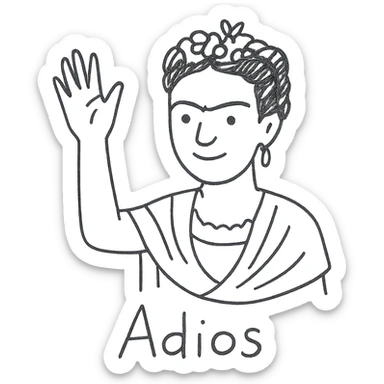 Frida Kahlo saying goodbye sticker