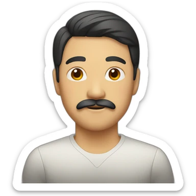 Asian man with mustache sticker