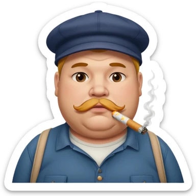 a fat dad with a cap and tattoos, with a cigarette in his mouth sticker