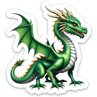 a chrome dragon with plant legs sticker