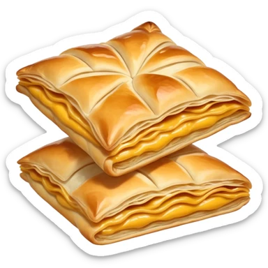cinematic-realistic-burek-sa-sirom-dish-emoji,-showcasing-a-flaky-pastry-filled-with-cheese-rendered-with-crisp-textures-and-appetizing,-warm-lighting. sticker