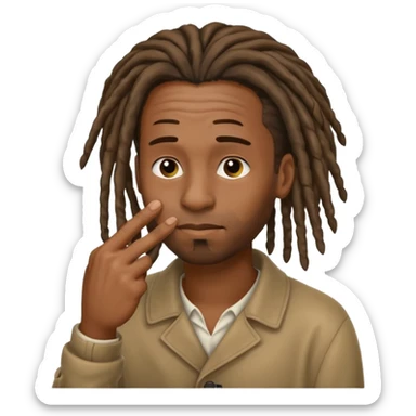 Black man with dreads wiping his nose with index finger sticker