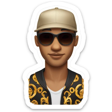 Lightskin man with Versace sunglasses and a shape up wearing a doordash hat  sticker