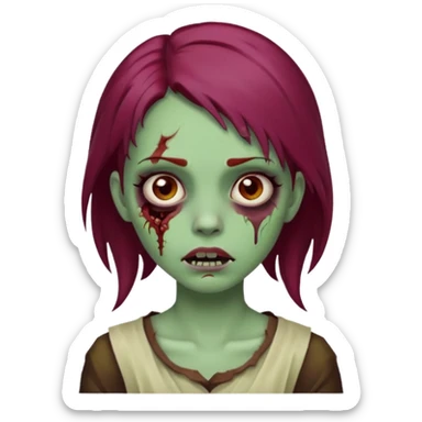 girl zombie with burgundy hair emoji sticker