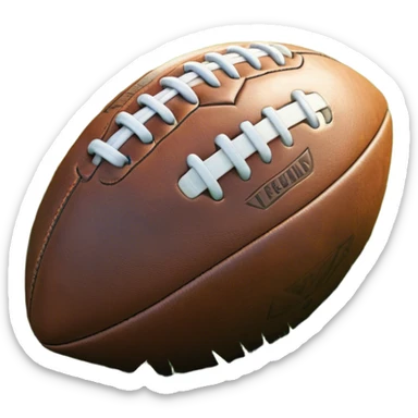 Cinematic Realistic image of an AFL ball resting on a lush, grassy field, showcasing weathered leather textures and intricate markings, bathed in soft, natural lighting that emphasizes its iconic role in the game sticker