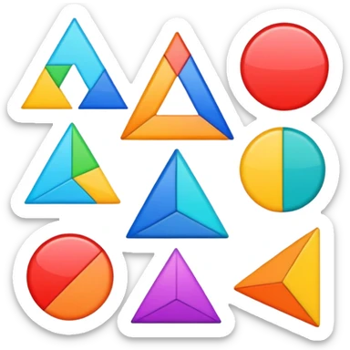 colorful geometric shapes including circle, square, triangle sticker