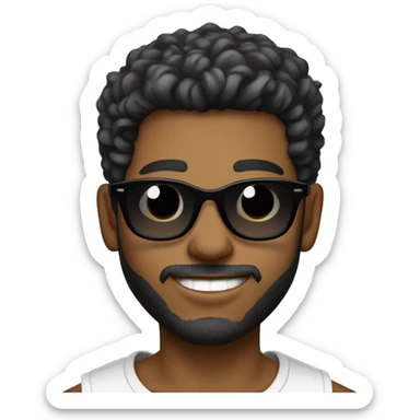 Portrait of stylish young man, sliver under-cut hair style, wearing rounded ear-rings, wearing black sunglasses sticker