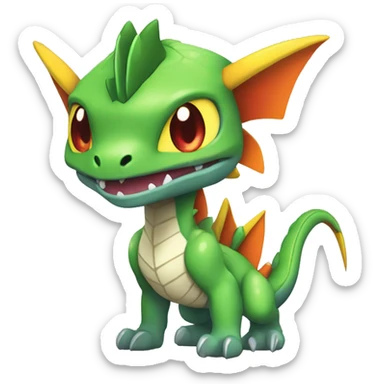 Colorful Edgy Chibi-Greymon-Flygon-Velociraptor-Pokémon sticker