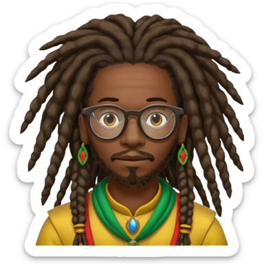 African Tanzanian rastafari warrior with glasses sticker
