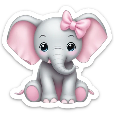 elephant baby pink bow smiling sticker