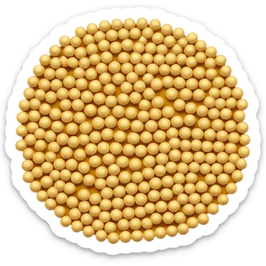 a simple pile of light-yellow, beige-tinted mustard seeds, round and small sticker