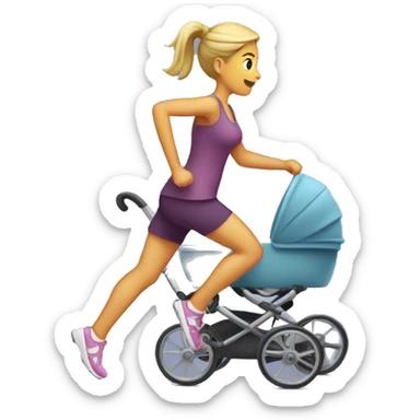 running woman with a baby stroller sticker