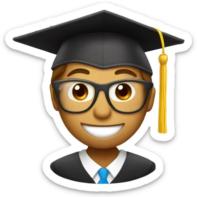 College graduate with graduation cap drinking coffee sticker