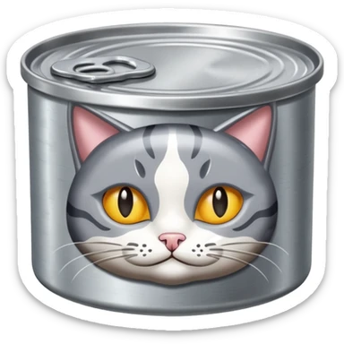 a flat round cat food can sticker