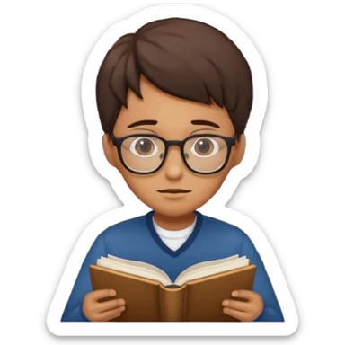 a tired person infront of a book learning in the middle of the night sticker