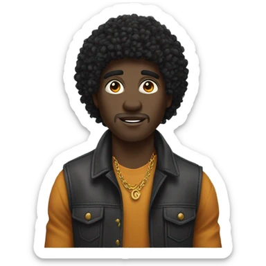 dark skin, black mullet afro curly man Raising Hand, street wear style, twink, intricate face sticker