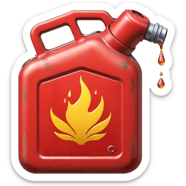 simple red gasoline canister plain pouring drops of diesel sticker