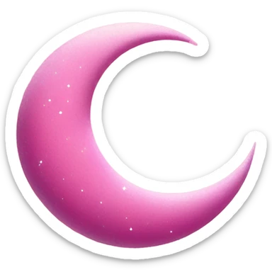 Pink crescent moon with sparkly clouds sticker