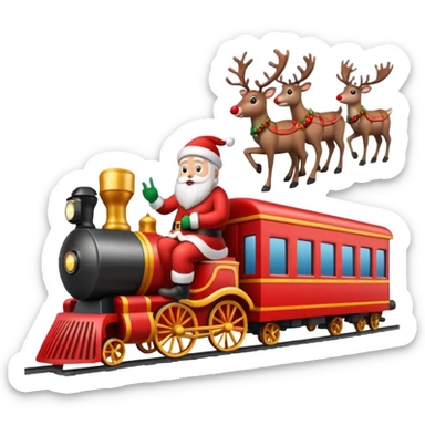 treno do papai noel com varias renas de natal com papai noel  sticker