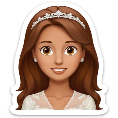 White tanned skin bride with brown hair with a chin on her face sticker