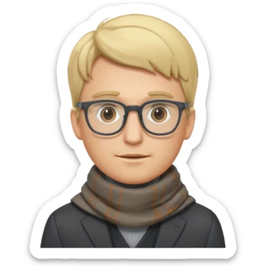gray scarf male blonde hair with suit glasses sticker