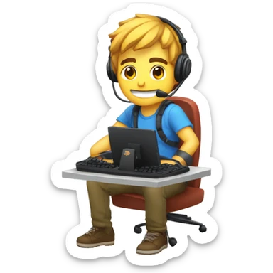 un chico gamer en su setup en forma de escorpion sticker
