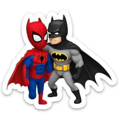Batman besando a spiderman  sticker
