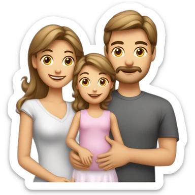 Familia caucasica 2 niñas y un bebe sticker