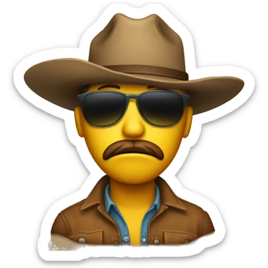sad face emoji with cowboy hat and sunglasses sticker