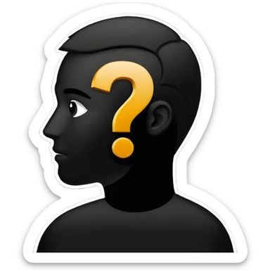 silhouette of a man with a question mark sticker