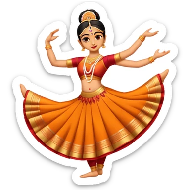 cinematic-realistic-bharatanatyam-dance-emoji,-depicted-as-an-elegant-classical-indian-dance-performance-with-graceful-poses,-intricate-costumes,-and-expressive-hand-gestures,-rendered-with-rich-textures-and-warm-dramatic-lighting sticker
