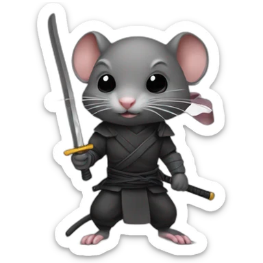 ninja rat with katana sticker