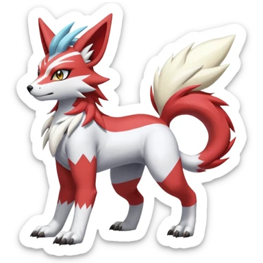 WereGarurumon-Linoone-Meloetta-Renamon-Zangoose-fusion-hybrid-creature (full body) sticker