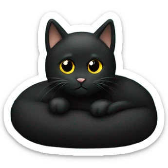 black cat on blue fuzzy pillow  sticker