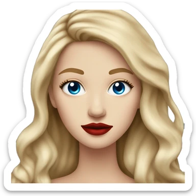 a white girl with blue eyes and long dirty blonde hair with red lipstick on  sticker