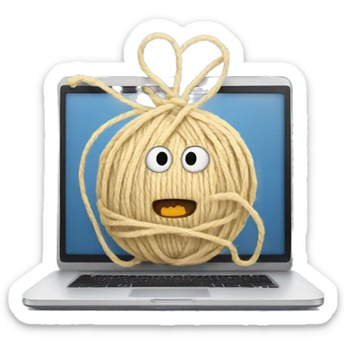 Laptop with a ball of yarn sticker