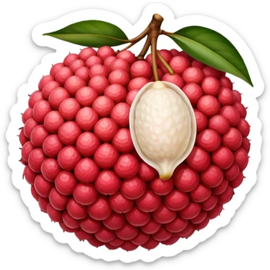  Lychee: Lychee (or Litchi) is a sweet, tropical fruit from China with bumpy red skin, white translucent flesh, and a large seed,  sticker