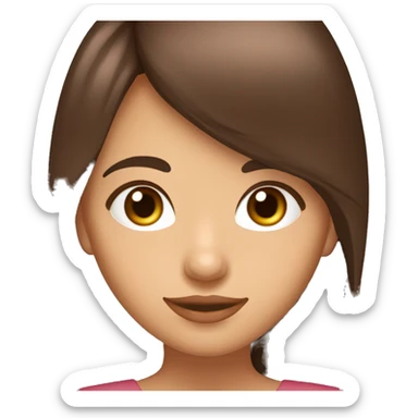 chica de apariencia de 16 años pelo color chocolate rojiso y con flequillo,blanca de piel ojos color marron oscuroojos  sticker