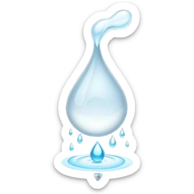 White glowing liquid droplet with tail flying to the left sticker