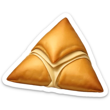 a samosa, crispy golden brown, triangular shape, simple and iconic sticker