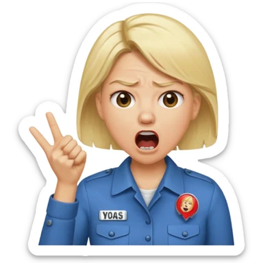 emojis.com a-karen-mom-yelling-at-somebody-that-wont-take-their-dog-out-and-is-showing-her-badge-but-its-fake sticker
