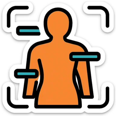 iOS app icon showing a stylized human silhouette with a scanning effect, modern and clean, suggesting health and weight loss, suitable for an app that scans the body and gives personalized recommendations sticker