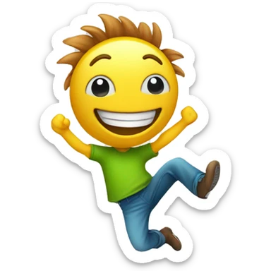 An eco-friendly smiley face man who looks happy and jumps for joy. sticker