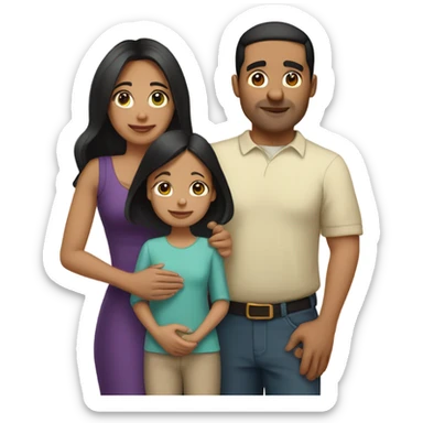 Puerto rican beard short black hair  husband with blond long hair wife and brown long hair daughter Family Hugh  sticker